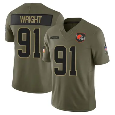 Alex Wright Men's Limited Olive Cleveland Browns 2025 Salute to Service Jersey