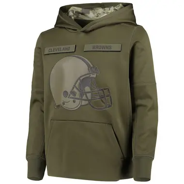 Youth Green Cleveland Browns 2018 Salute to Service Pullover Performance Hoodie